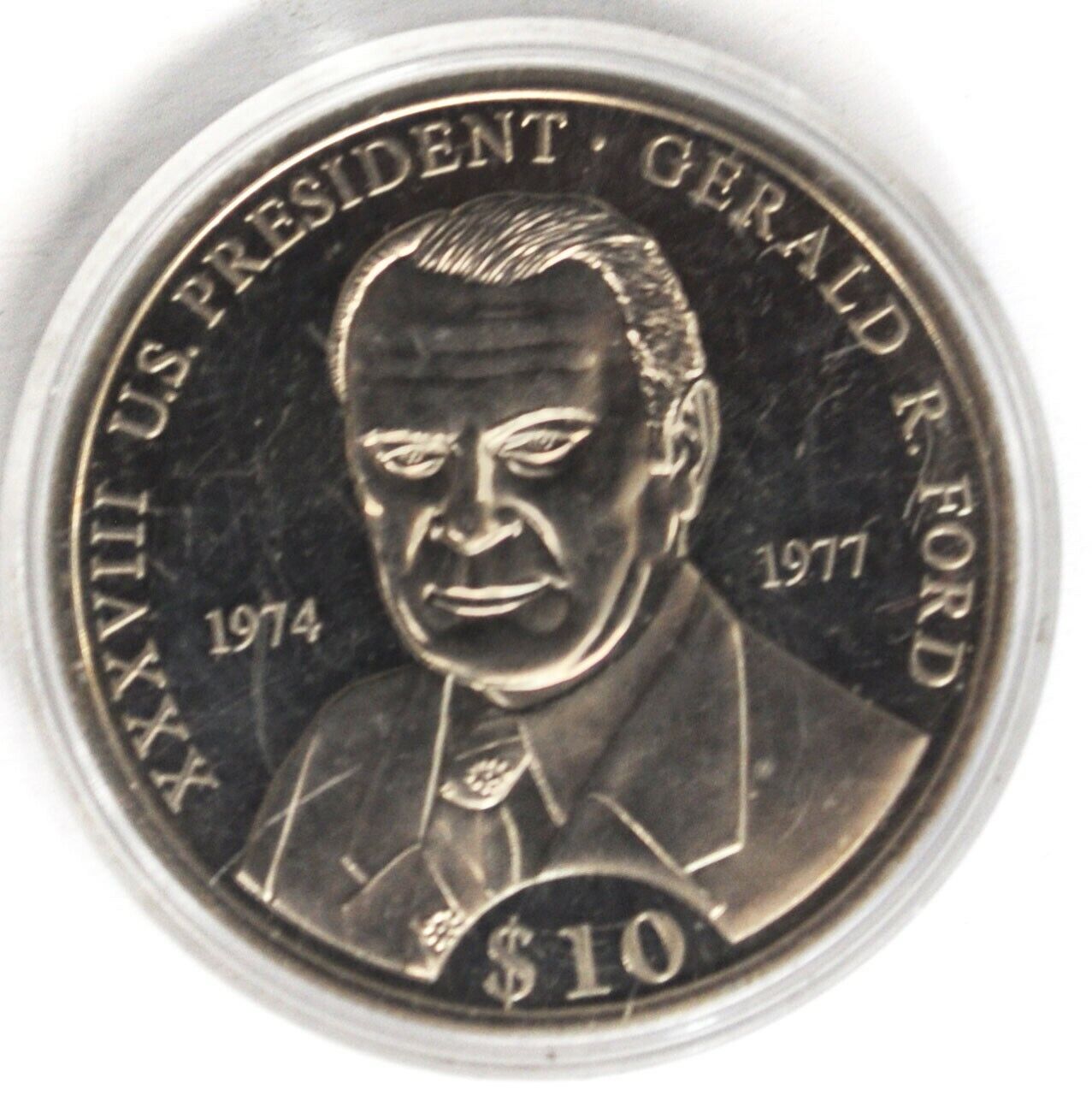 2007 Liberia 10 Ten Dollars Copper Nickel Coin Gerald Ford