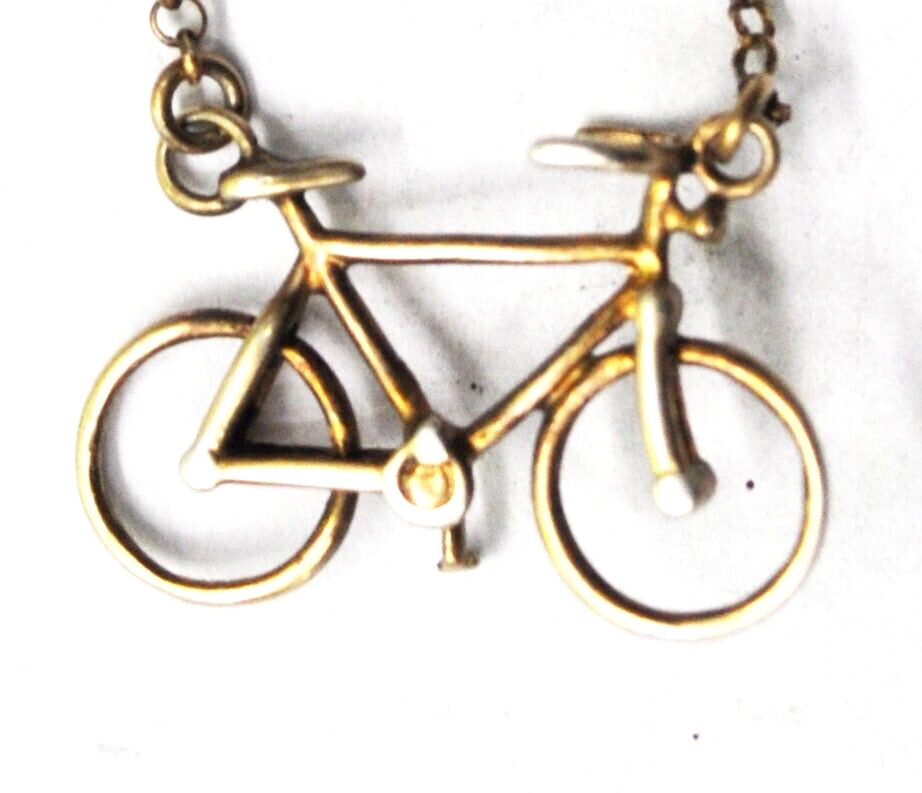Sterling Silver Dyadema 17mm Bicycle Pendant Necklace 16.5"