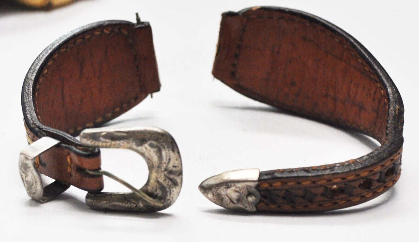 Handmade Brown Leather Watch Band Sterling Silver Buckle 17mm Lugs 8-5/8" Total