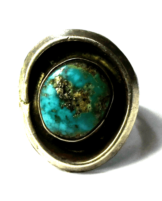 Sterling Silver Vintage Turquoise Ring 21mm Size 4