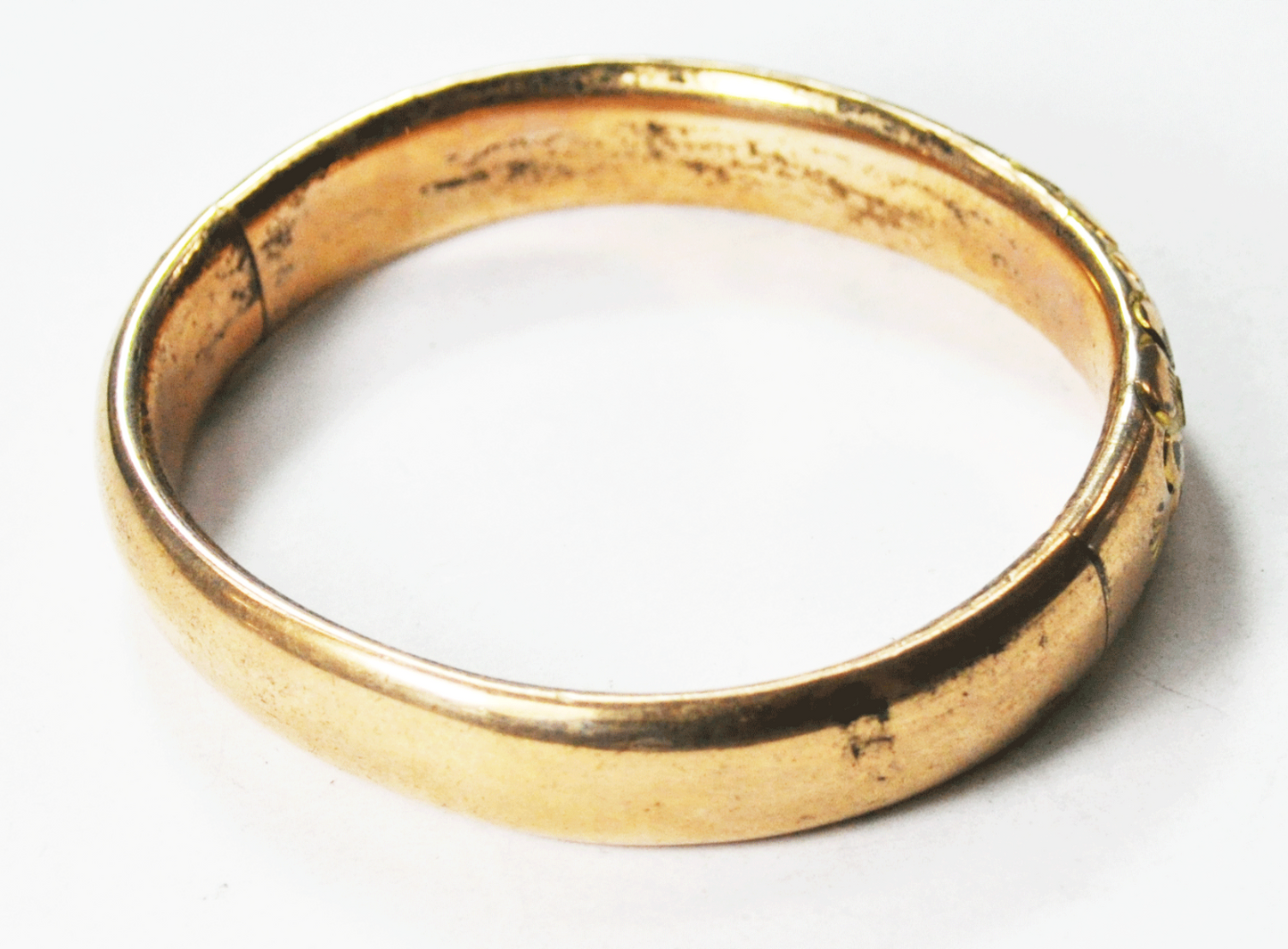 Gold Filled Flower Large Oval Hinged Bangle Bracelet 14mm