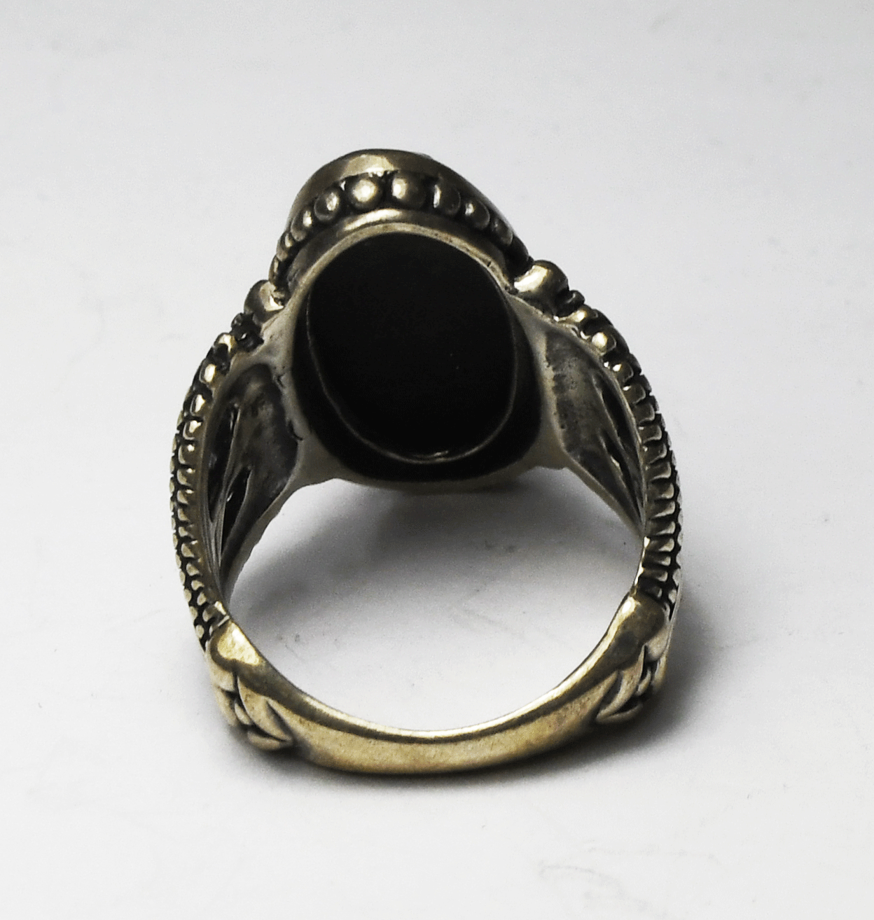 Sterling Silver Carolyn Pollack Faceted Onyx Heart Ring 26mm Size 8-1/2