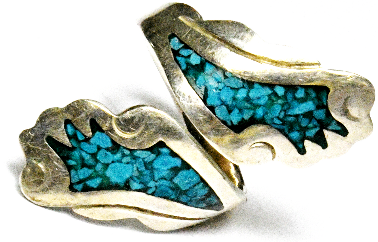 Sterling  Silver Miguel Blue Chip Inlay Turquoise Wrap Around Ring 30mm Size 6