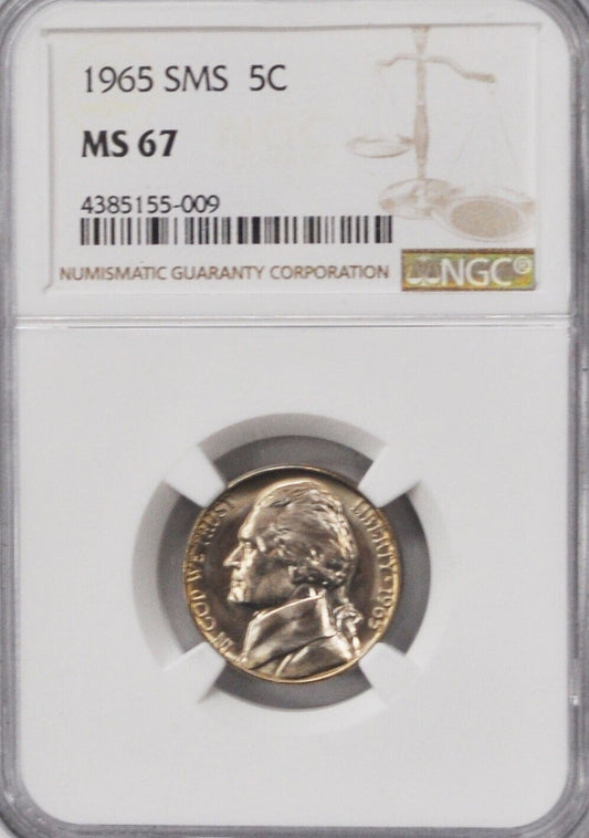1965 5c SMS Jefferson Nickel NGC Five Cents MS67 Special Mint Gem Unc