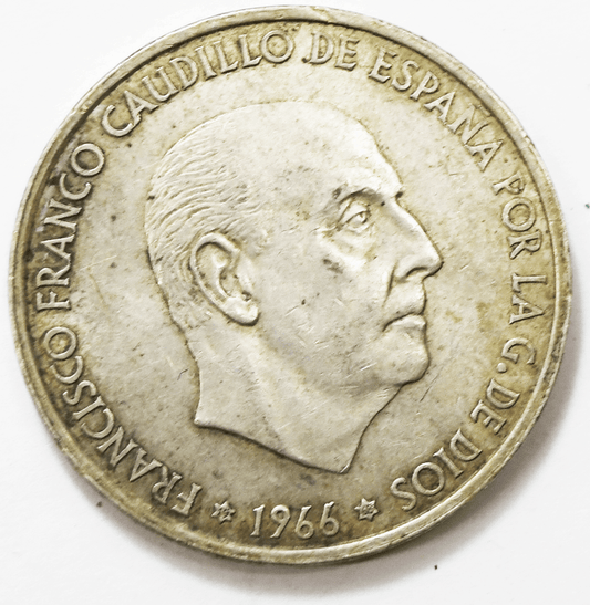 1966 (68) Spain 100 One Hundred Pesetas Silver Coin KM# 797