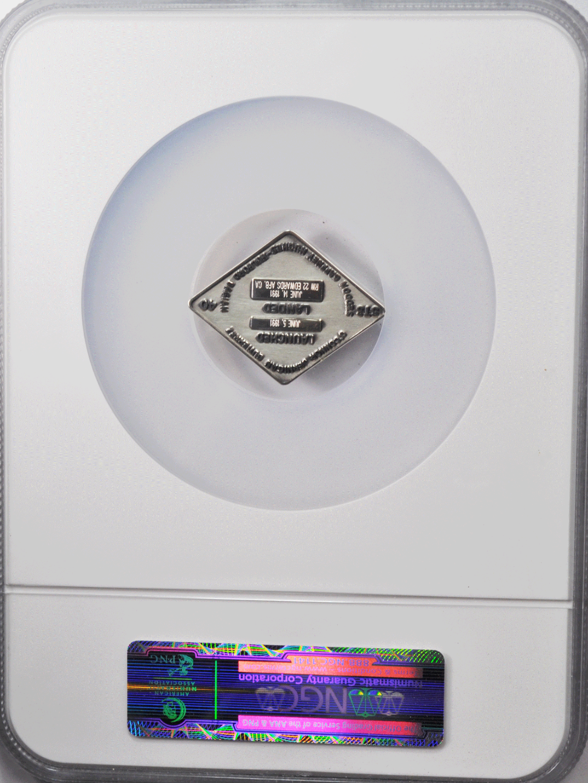 1991 STS-40 Robbins Silver Space Medal Unflown #126 NGC MS66 Atlantis