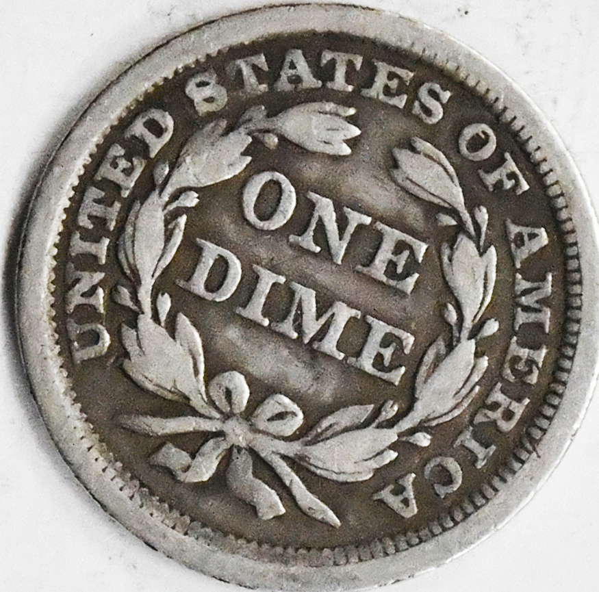 1857 10c Seated Liberty Silver Dime Ten Cents Philadelphia