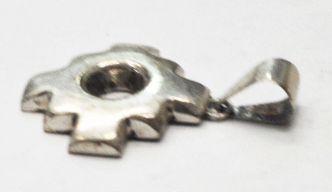 Sterling Silver Carlo Stepped Edge Square Hole Center Pendant 34mm x 22mm