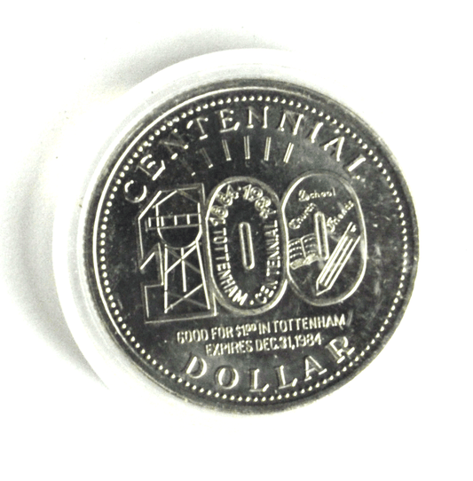 1984`$1 Canada Trade Dollar 34mm Tottenham Ontario Centennial