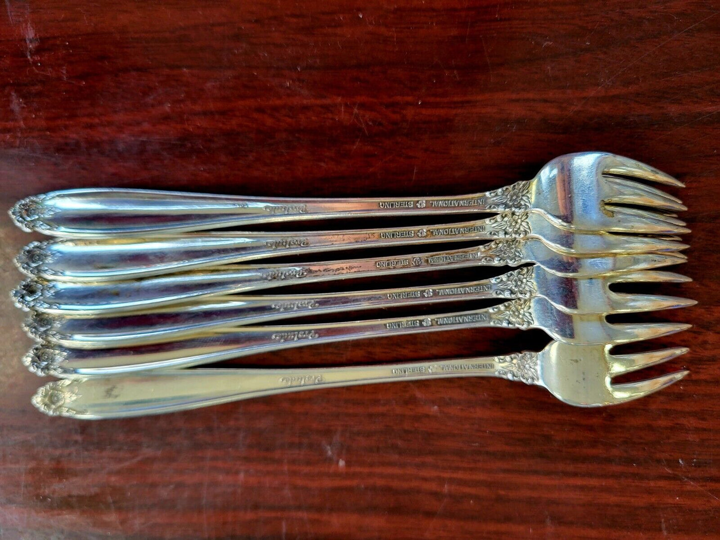 6pc Set of Prelude by International Sterling Silver 5 1/2" Cocktail Forks 3.4oz