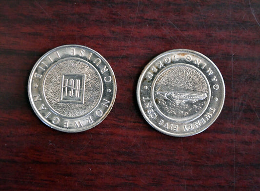 Norwegian Cruise Line Twenty Five Cent 25c Gaming Casino Token Pair of (2)