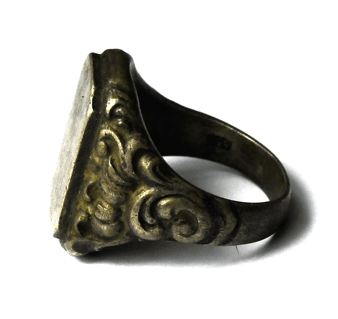 835 Silver Vintage Scroll Edge Initial Ring No Mono 21mm Size 9