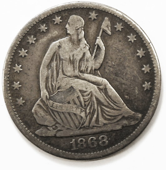 1868 S 50c Seated Liberty Silver Half Dollar Fifty Cents San Francisco