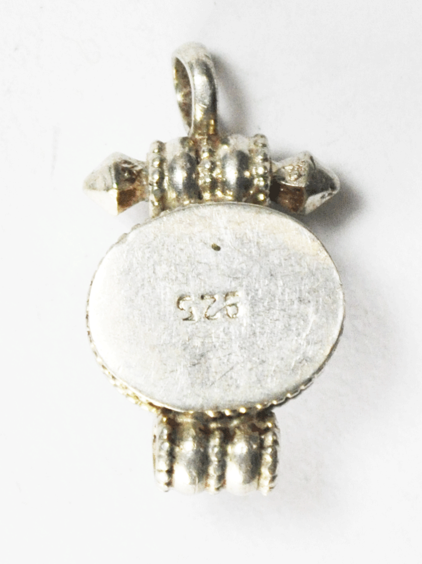 Sterling Silver Green Blue Oval Turquoise Pendant 27mm x 15mm