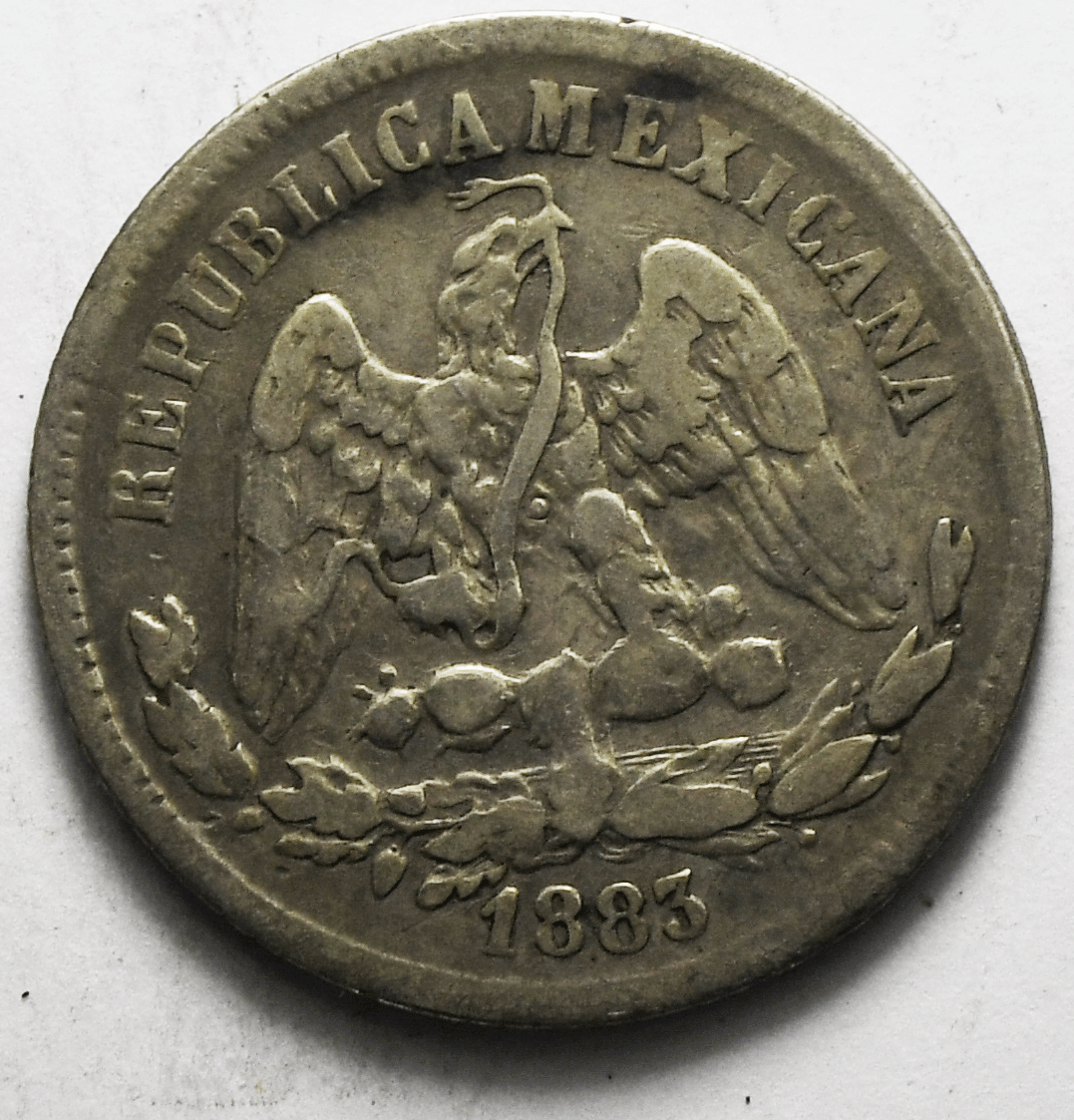 1883 Go B Mexico Second Republic 25 Centavos KM# 406.5 Silver Coin Rare