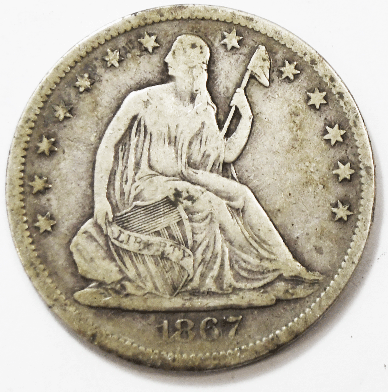 1867 S 50c Seated Liberty Silver Half Dollar San Francisco