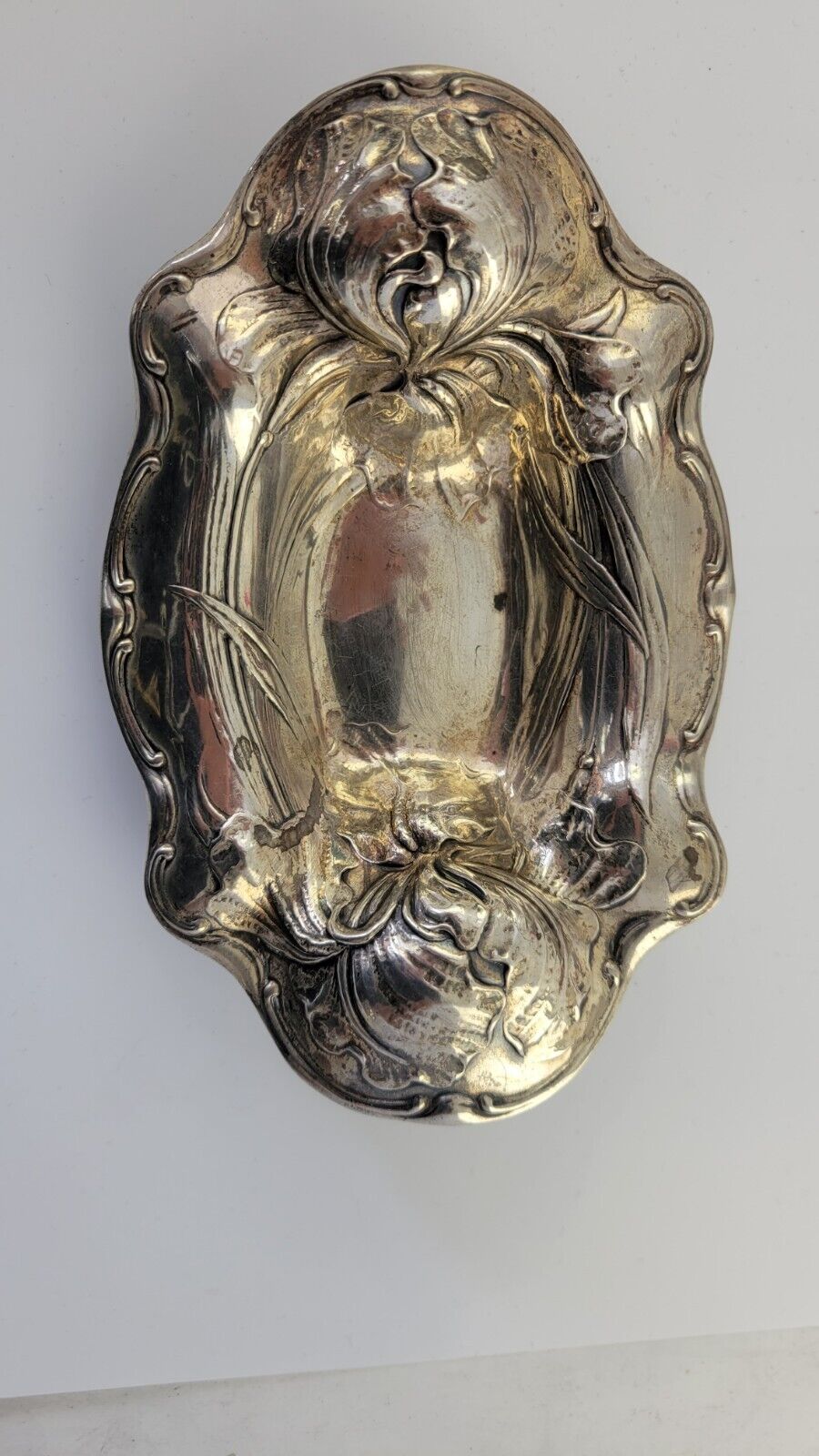 Antique ART NOUVEAU Gorham Sterling Silver 5 7/8" Floral Vanity Dish 2.2oz.