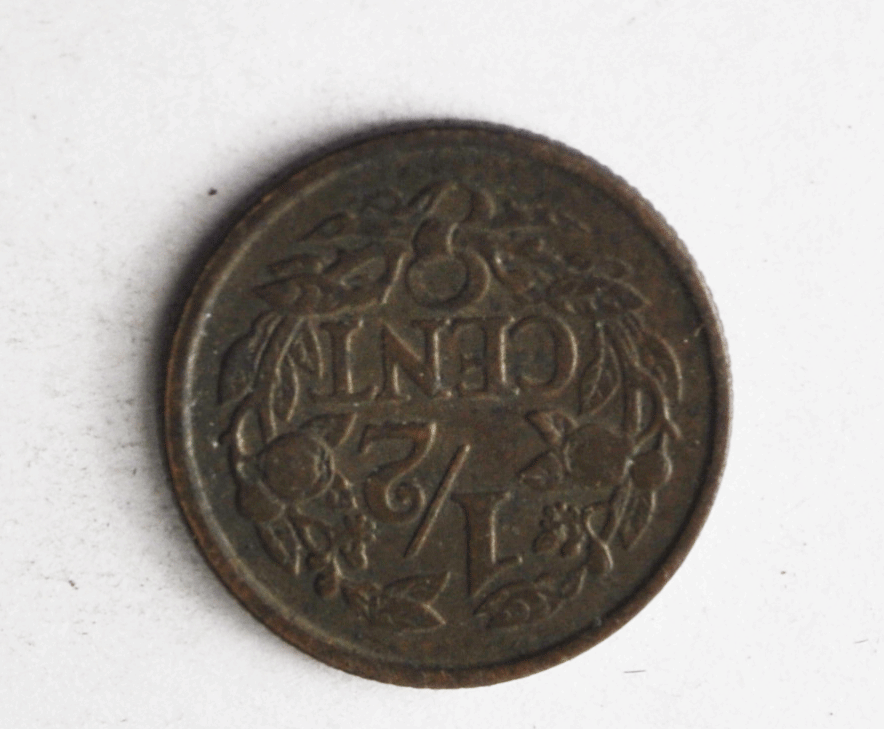 1912 Netherlands 1/2 Half Cent Bronze Coin KM# 138 Lion