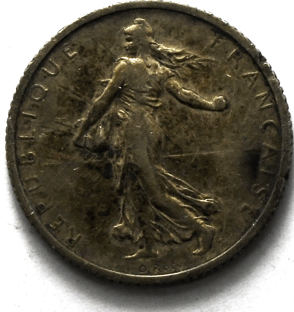 1917 France Silver One Franc Coin KM# 844.1