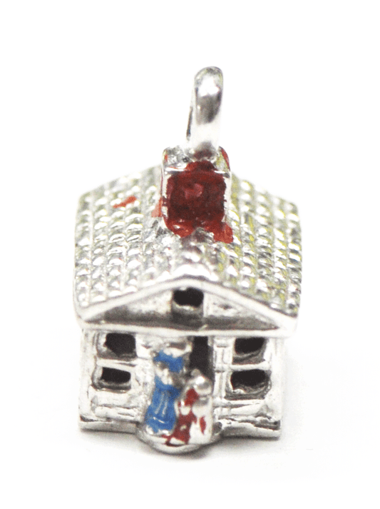 Sterling Silver School House Enamel Charm 17mm