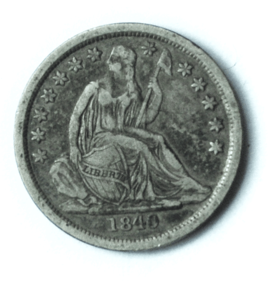 1840 10c Seated Silver Dime Ten Cents Philadelphia Chin Whiskers Top 100 F-103