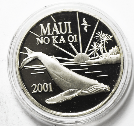 2001 Maui Trade Dollar Proof Silver 1oz .999 The Valley Isle