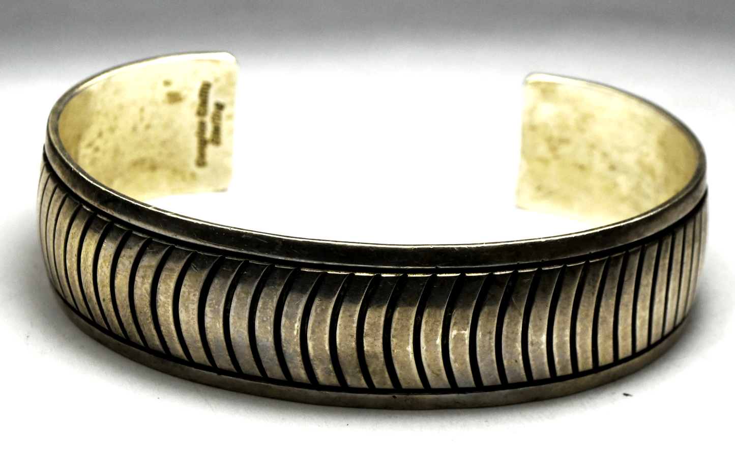 Sterling Douglas Etsitty Curved Stripe Cuff Bracelet 17mm 7" Wrist