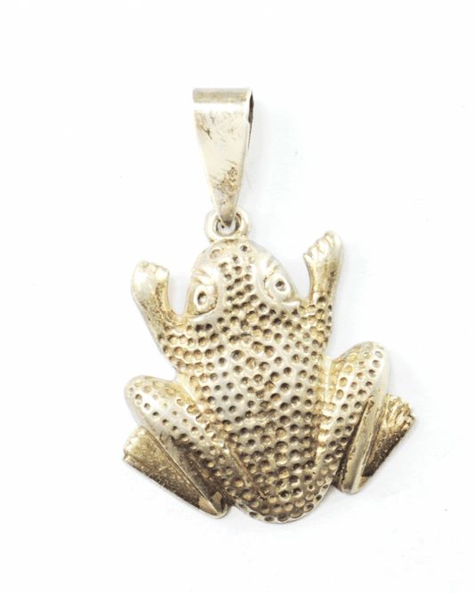 Sterling Silver Frog Toad Textured Large Light Thin Pendant 50mm x 35mm