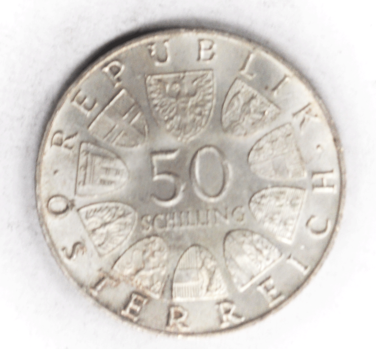 1967 Austria 50 Fifty Schilling Silver Coin KM# 2902
