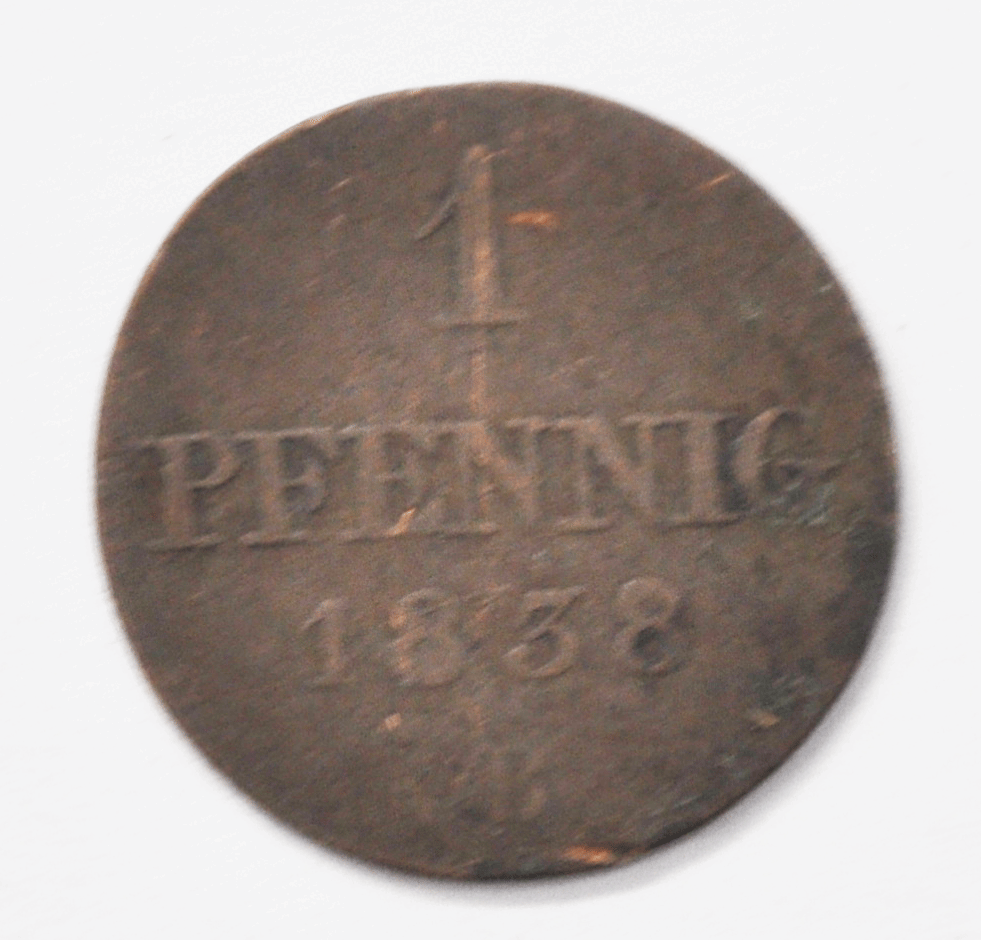 1838 B German States Hannover Pfennig Copper Coin KM# 176