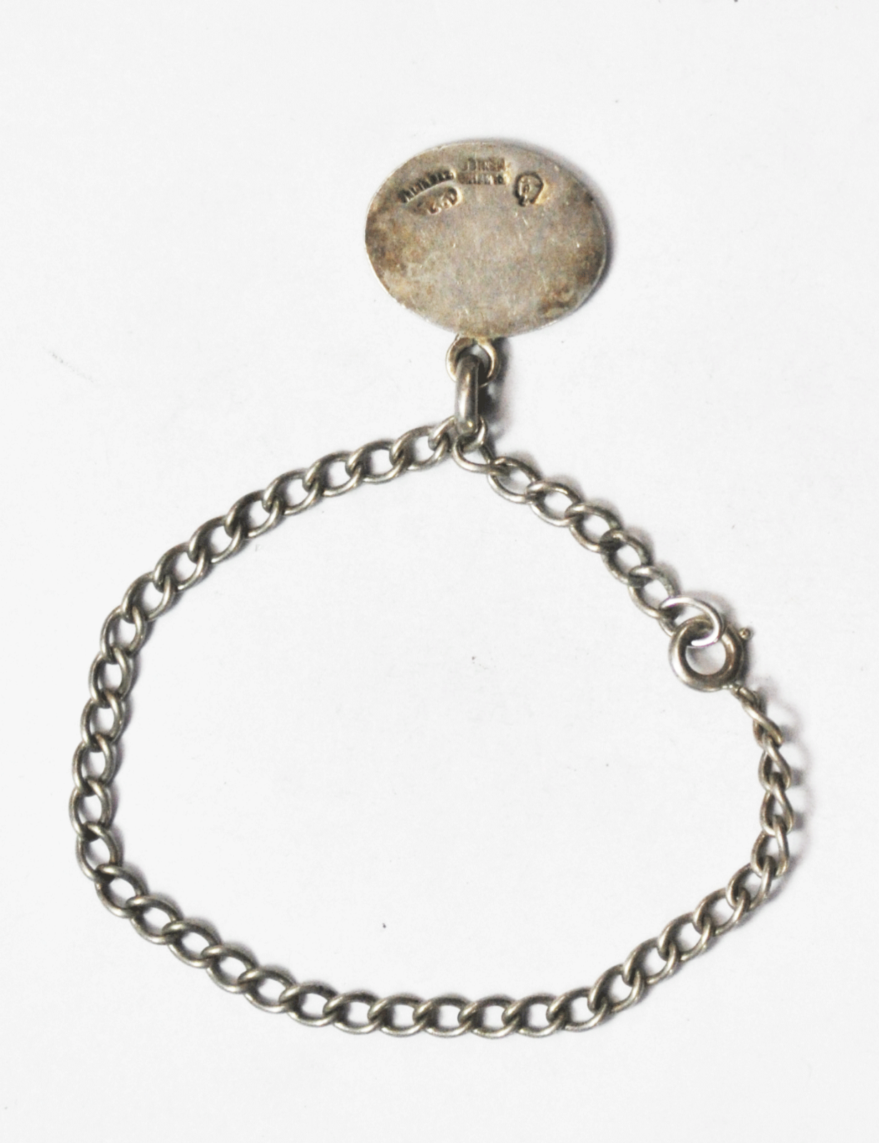 Sterling Silver Plafina Oval Mayan Aztec Calendar 22mm Charm Bracelet 7'"