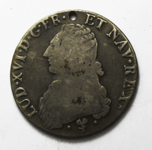 1784 L France ECU KM# 564.9 Silver Coin ASW: 0.8694oz Holed Bezeled