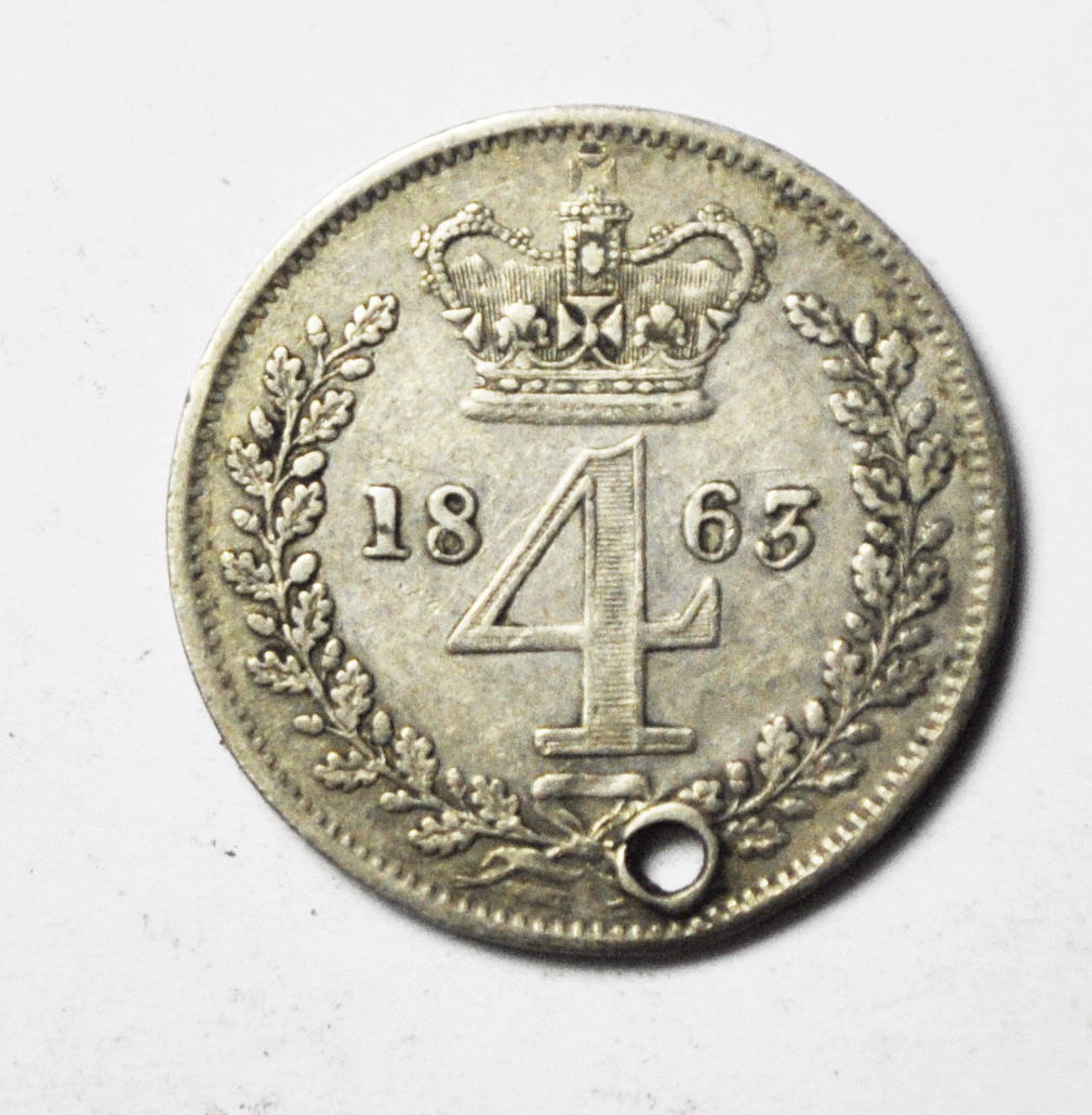 1863 Great Britain 4 Pence Groat Silver Coin Love Token PL Low Mintage Issue