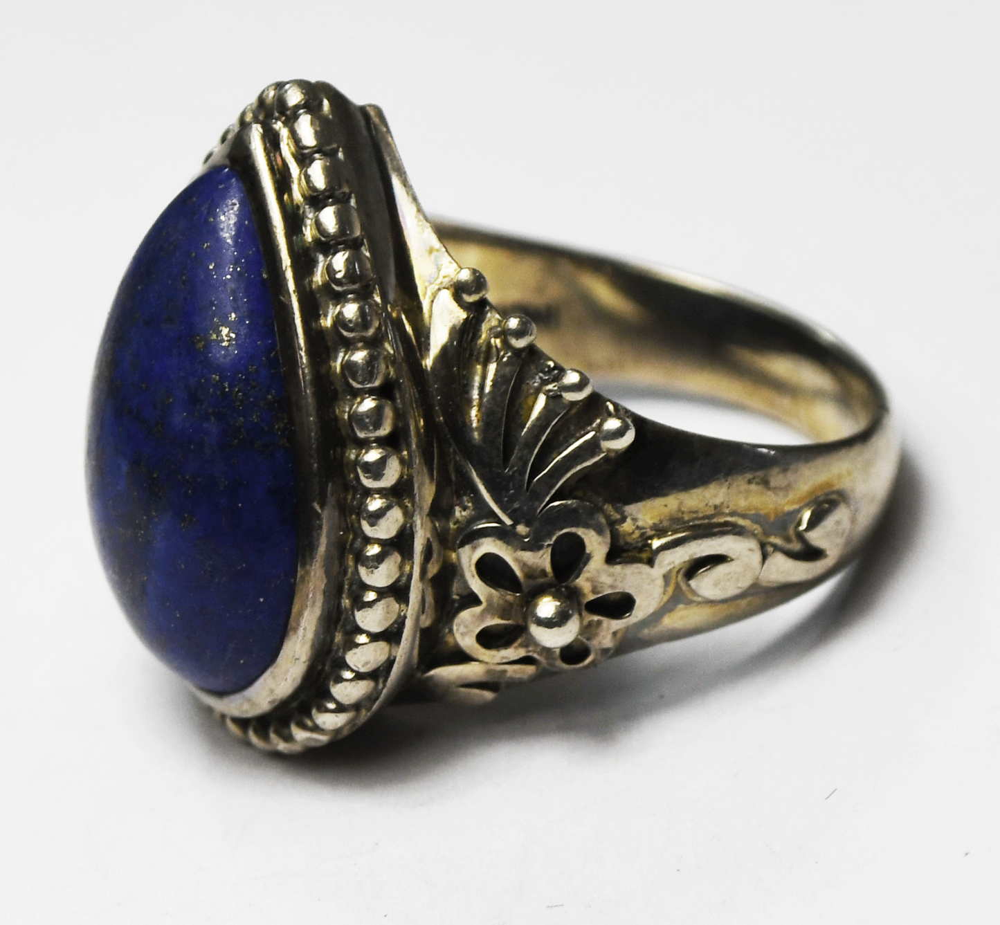 Sterling Silver Doug Paulus Blue Lapis Teardrop Ring 25mm Size 10