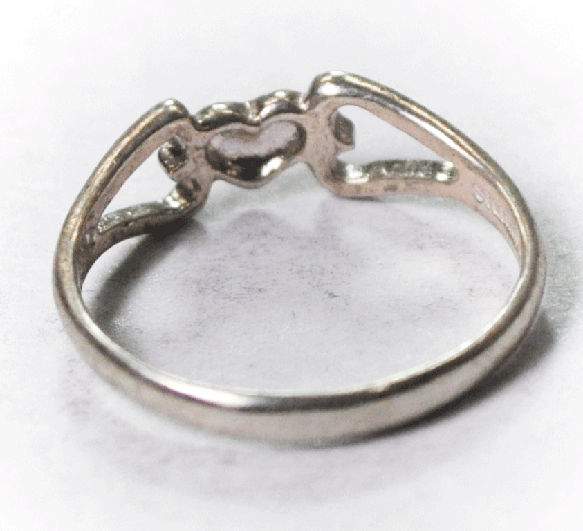 Sterling Silver Shubes Heart in Hearts 5mm Ring Size 7