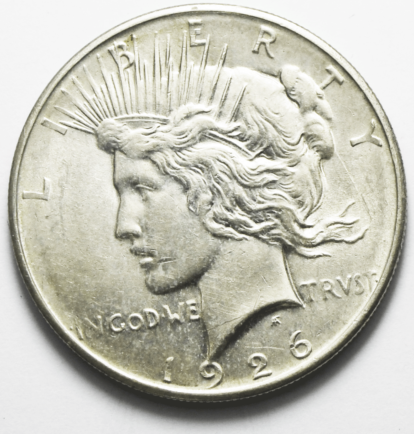 1926 D $1 Peace Silver One Dollar US Denver AU VAM 1B Crack