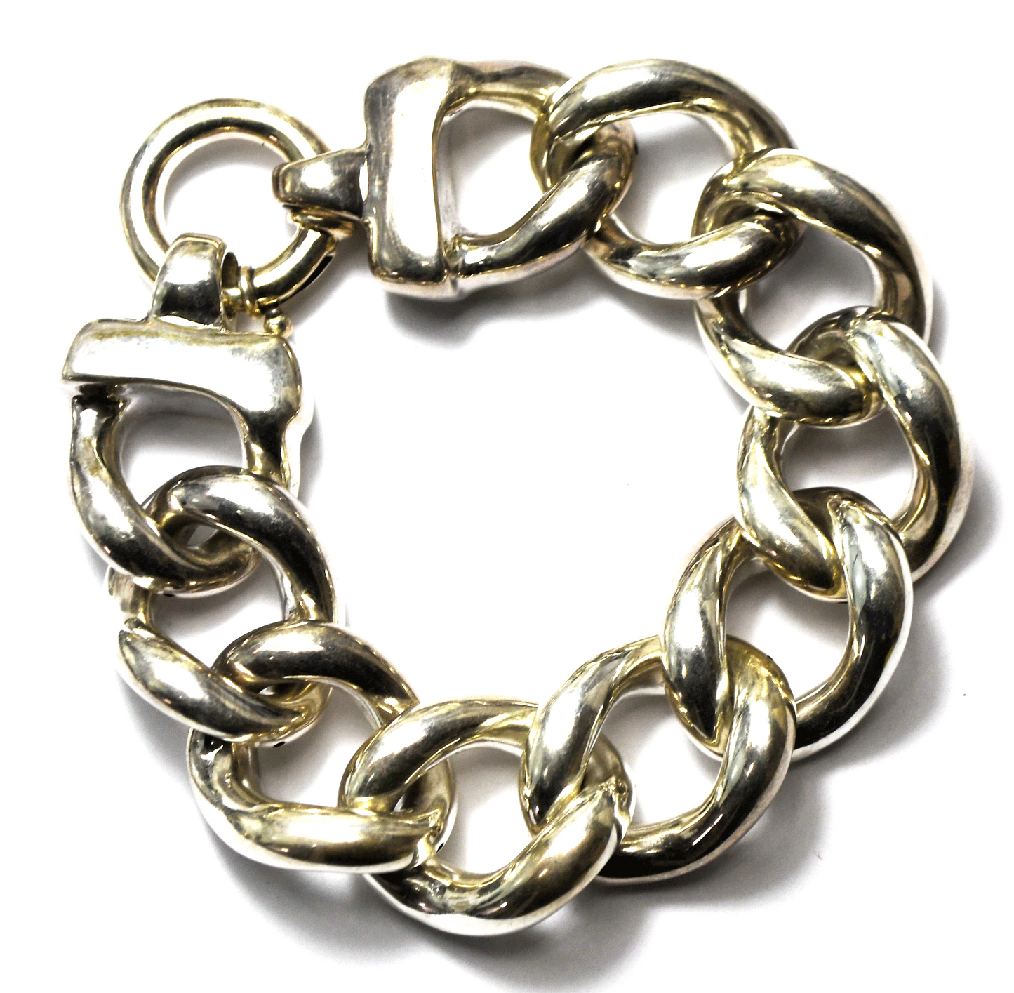 Sterling Silver Large Hollow Chain Link Bracelet 23mm 8.25" Wrist 38g