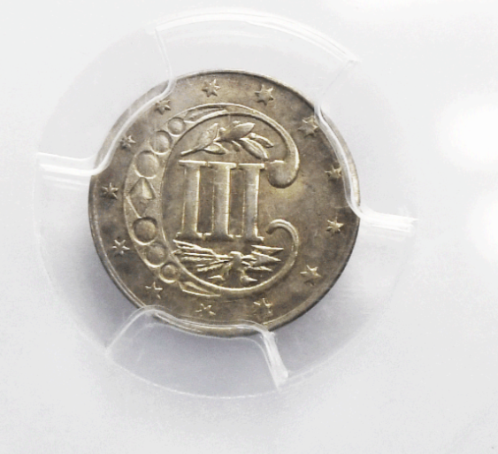 1858 3c Three Cent Silver Trime US Coin PCGS MS63 Uncirculated Philadelphia