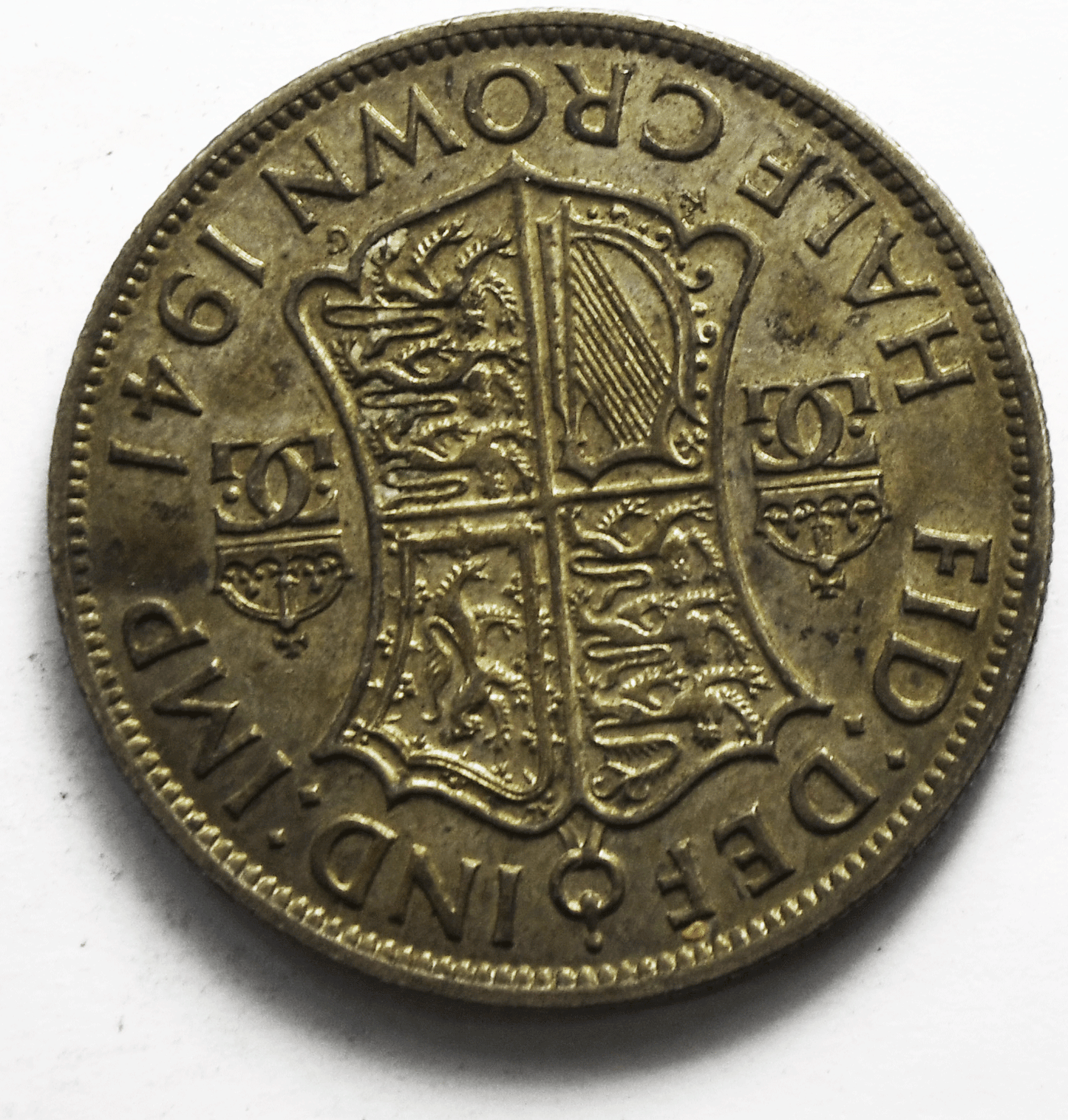 1941 Great Britain Half 1/2 Crown KM# 856 Silver Coin