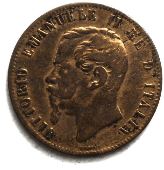 1867 OM Italy 10 Ten Centesimi Copper Coin KM# 11.5