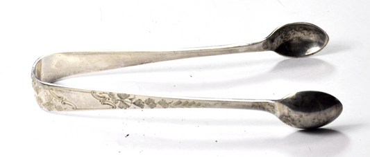1898 John William Deakin Sugar Tongs Sheffield England 4" Etched