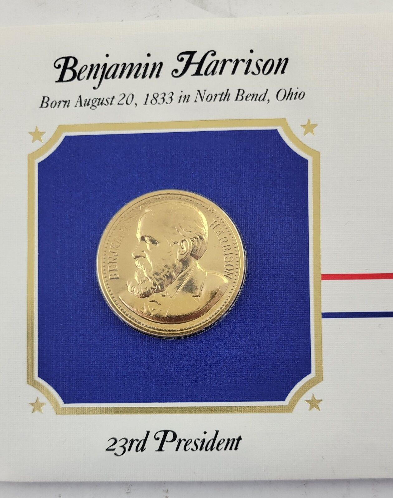 B Harrison Presidential Covers Medal Postal Commemorative Society Gold Plated