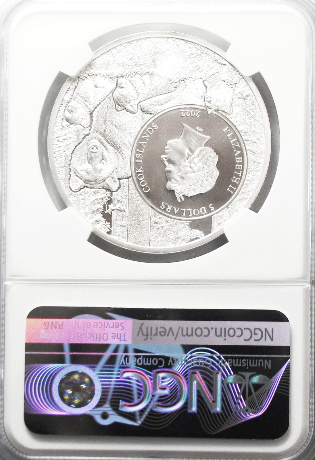 2022 $5 Cook Is Animal Series 7k w Card NGC MS70 Delaware Grey Fox