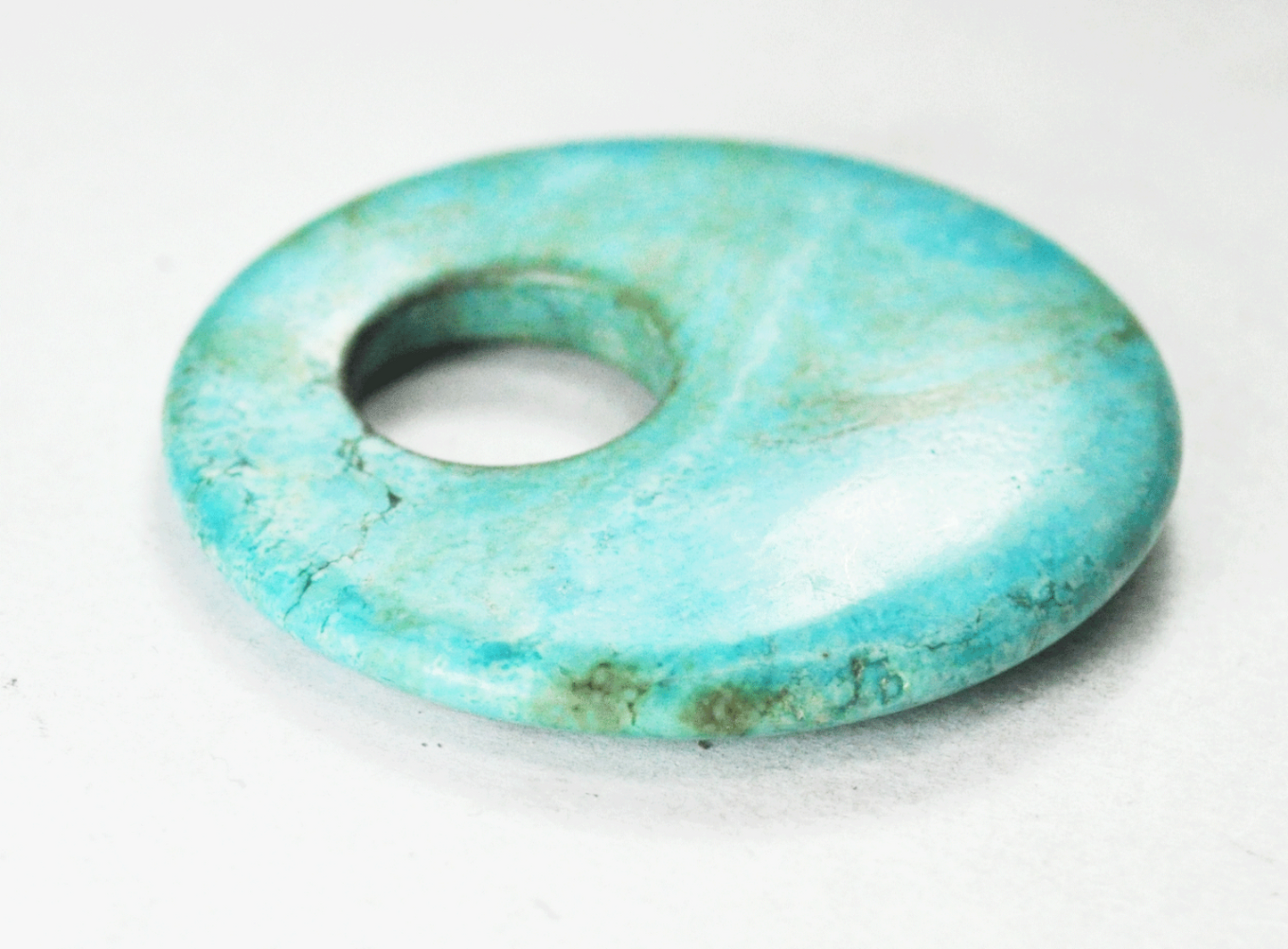 Turquoise Carved Round Disc Pendant 47mm 9mm Bale Opening