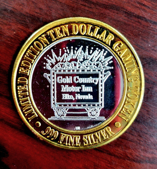 Gold Country Motor Inn Casino .999 Fine Silver $10  Gaming Token Elko Nevada