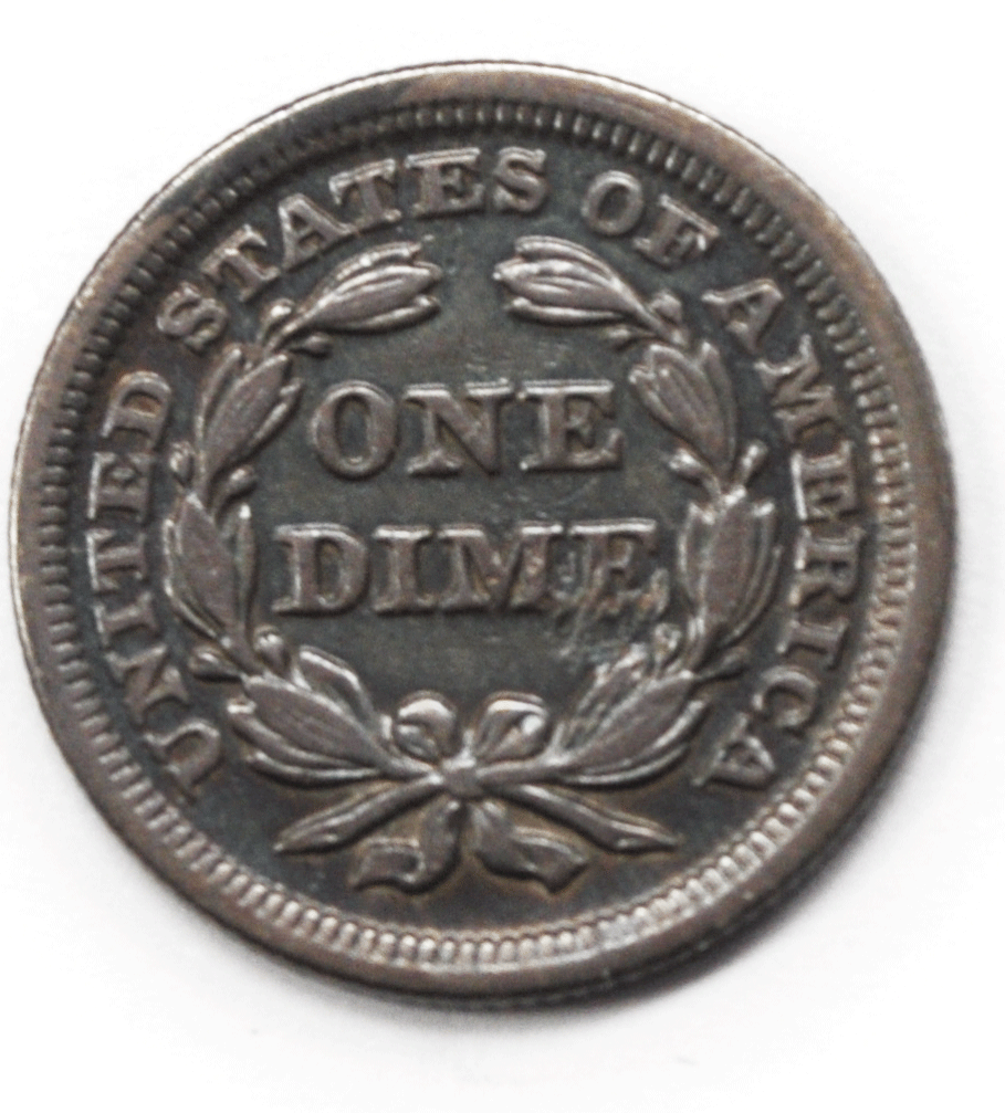 1853 10c Seated Liberty Silver Dime Ten Cents Philadelphia Rare