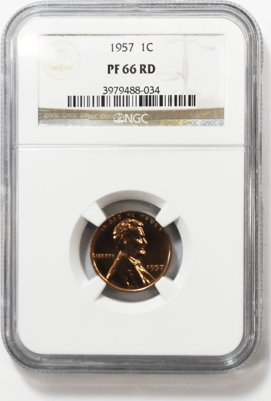 1957 1c Proof Lincoln Wheat Cent One Penny NGC PF66 RD