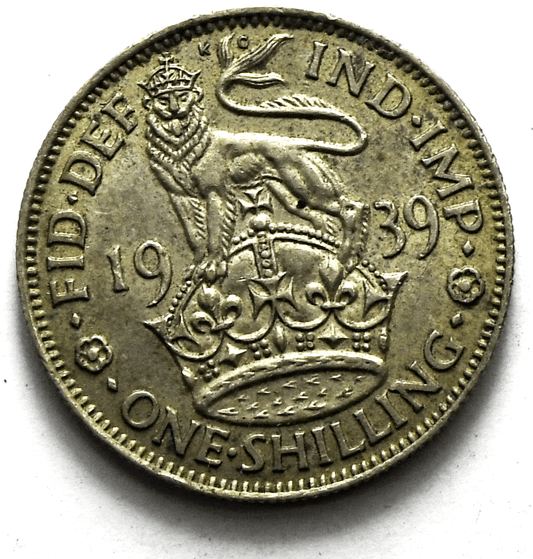 1939 Great Britain Silver One Shilling Coin KM# 853