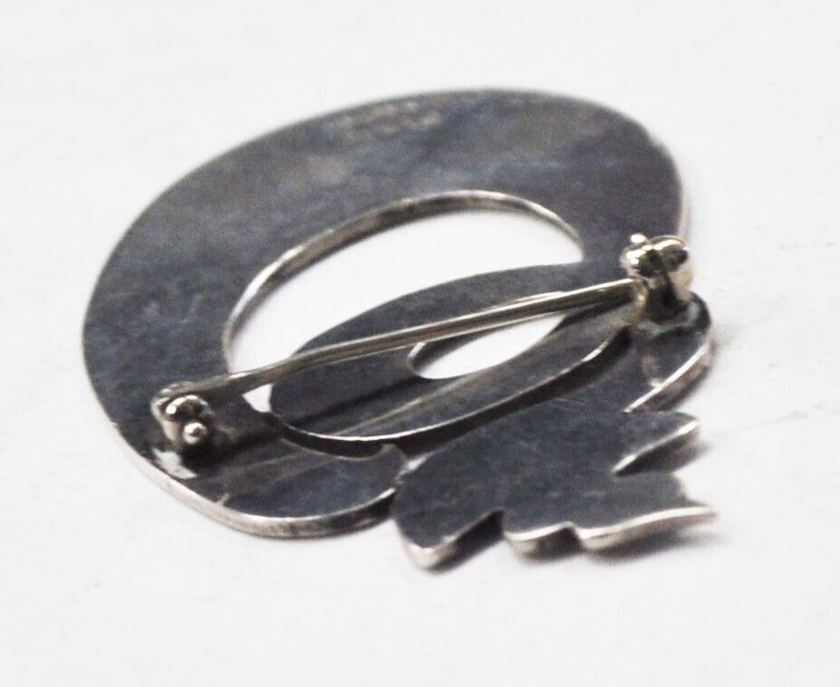 Sterling Silver Symmetry Abstract Squiggle Brooch Pin 48mm x 32mm