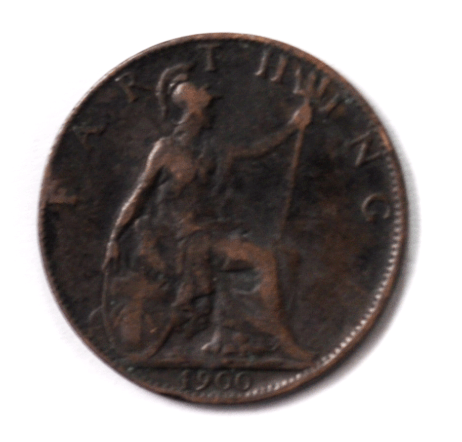 1900 1F Great Britain Farthing Bronze Coin
